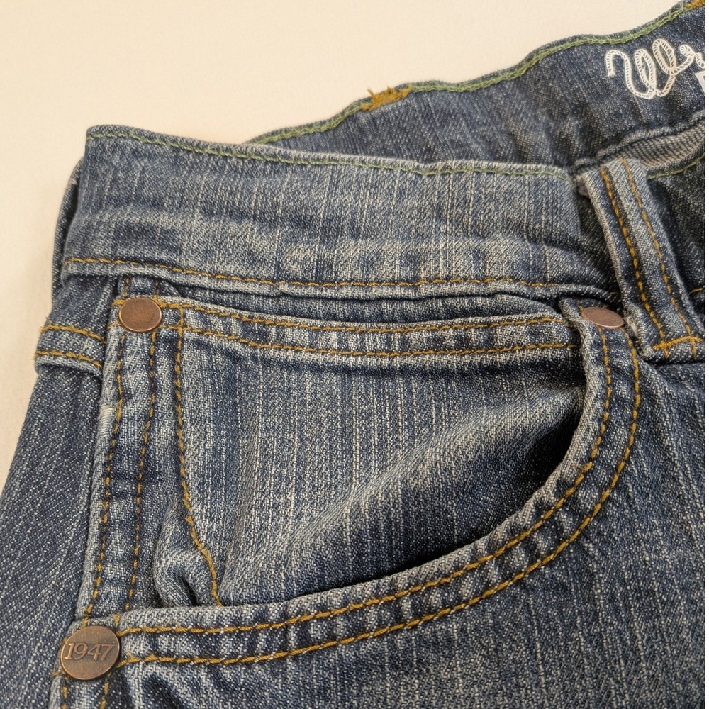 Wrangler Jeans Mens 32x32 Blue Denim Retro Slim Straight Boot Cowboy Western Y2k - Picture 4 of 12